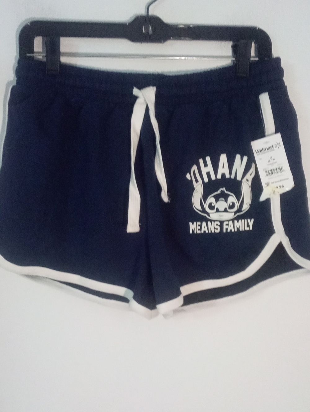 Disney Navy Athletic Drawstring Shorts with White Trim Stitch Medium NWT